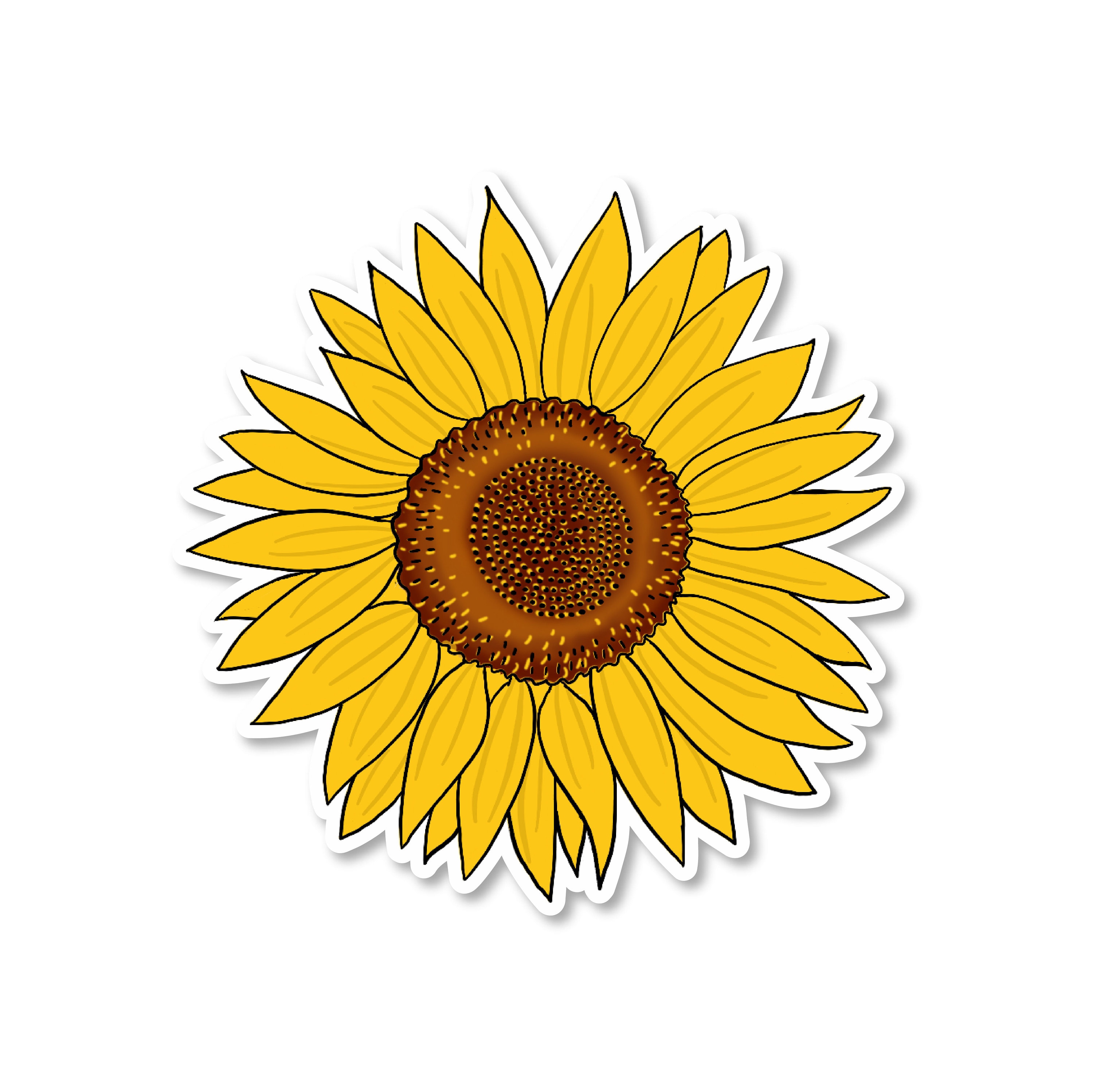 Half Sunflower Sticker 7inch, Clear Edge Yeti Sticker Water Bottle