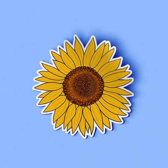 Small Gift Sunflower Sticker Water Resistant Laptop Sticker Water Bottle Sticker Yellow Sticker