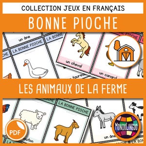Jeu de cartes - Bonne pioche - Jeu à imprimer - Animaux de la ferme -  Version française