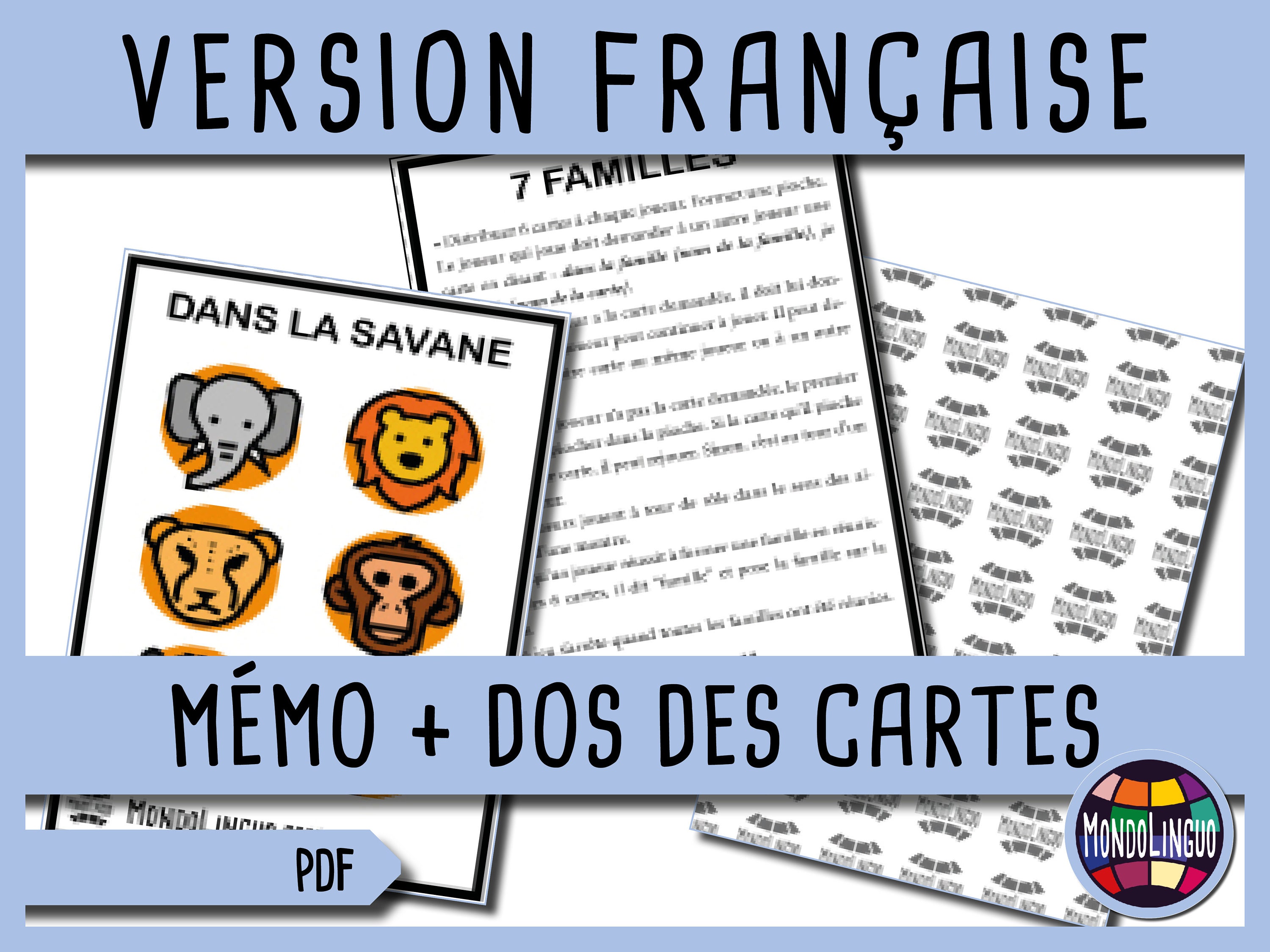 Printable 7 Families Card Game About Animals French Version - Etsy UK