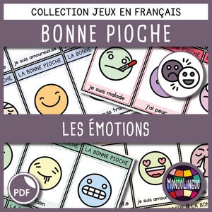 Jeu de cartes - Bonne pioche - Jeu à imprimer - Émotions -  Version française