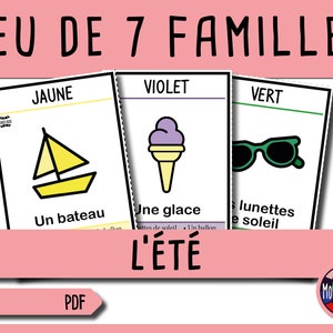 7 familles sur l'été et les couleurs - Jeu à imprimer - Version française