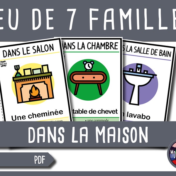 7 familles sur les objets de la maison - Jeu à imprimer - Version française