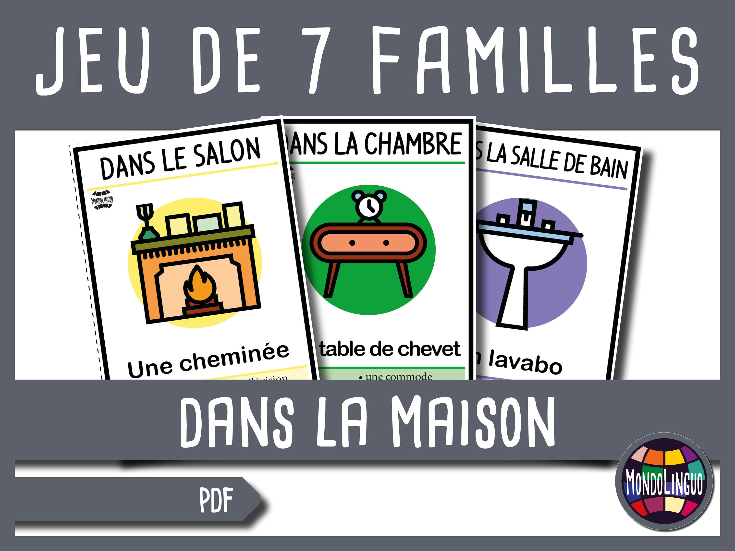 Printable 7 families card game about households French | Etsy
