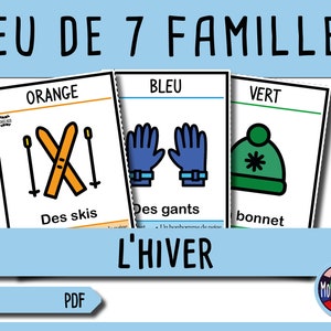 7 familles sur l'hiver et les couleurs - Jeu à imprimer - Version française