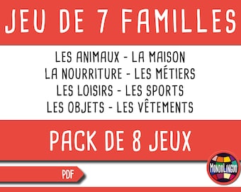 Pack of 8 games to print - 7 Families - Card games - Vocabulary - French versions