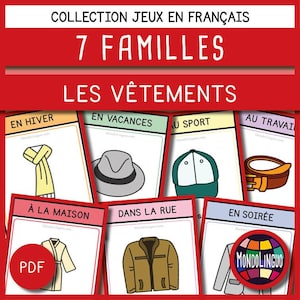 7 familles sur les vêtements - Jeu à imprimer - Version française