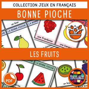 Jeu de cartes - Bonne pioche - Jeu à imprimer -Fruits -  Version française