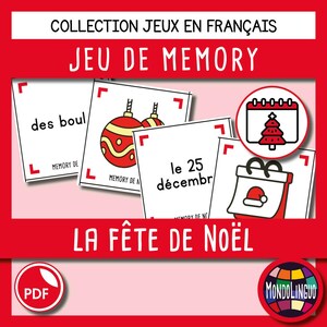 Jeu de cartes - Jeu de memory - Jeu à imprimer - Noël -  Version française