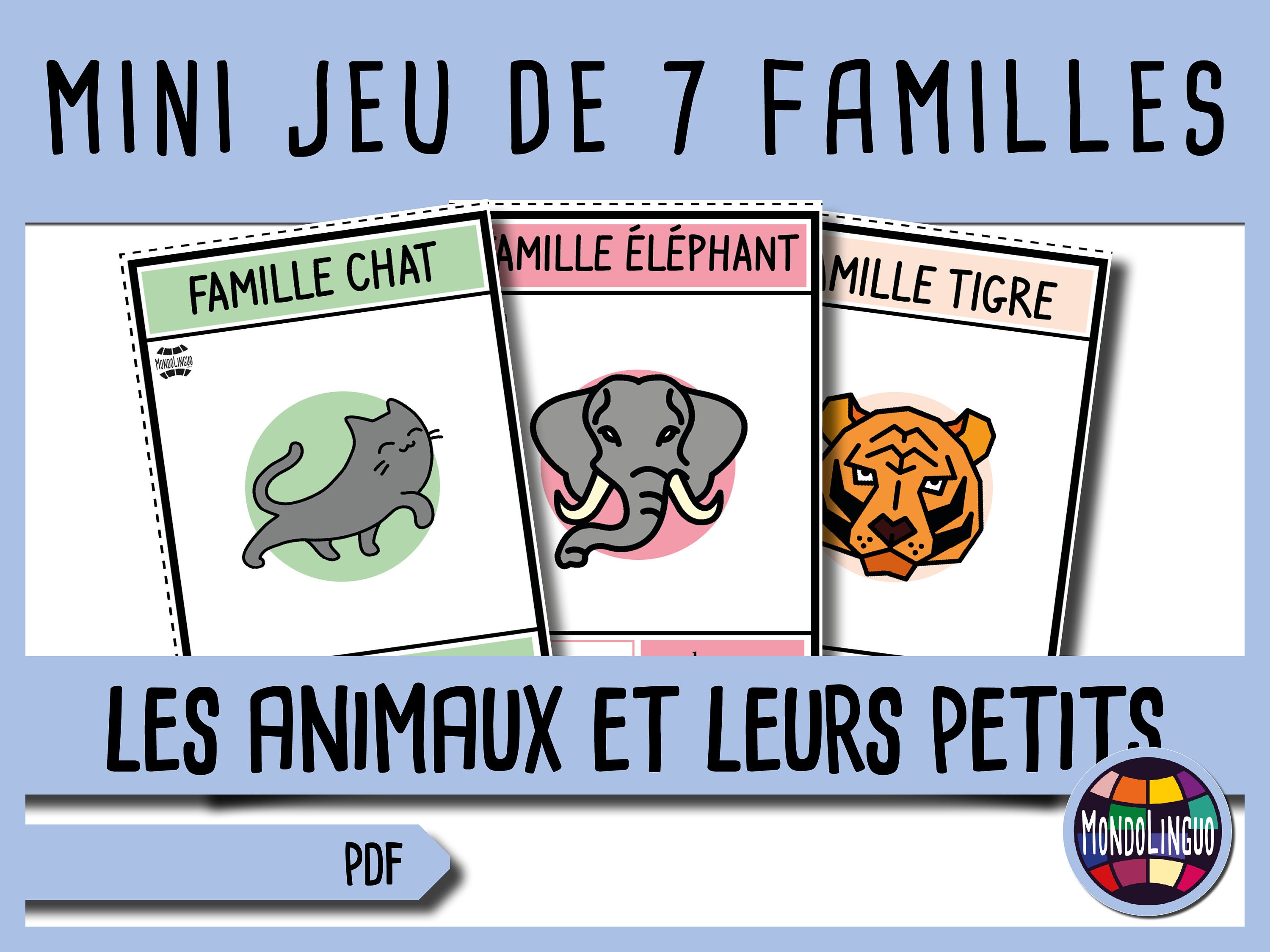 Printable 7 Families Card Game About Animals French Version - Etsy UK