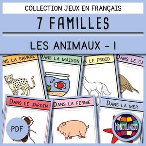 7 familles sur les animaux - Jeu à imprimer - Version française