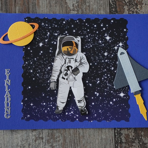 Einladungskarte Weltraum, Astronaut, 5er Packung