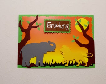 Einladungskarte Zoo - Safari - Dschungel, 5er Packung
