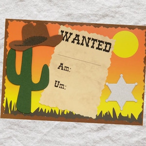 Einladungskarte Cowboy Western, 5er Packung Bild 1