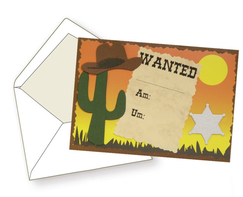 Einladungskarte Cowboy Western, 5er Packung Bild 2