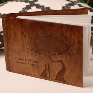 5th Anniversary Gift, Wedding Scrapbook Album, Wooden Photo Album, Personalized Wedding Photo Book, Memory Book for Couples, Birthday Gift