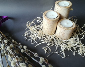 Candle holder sets.Wooden candlesticks. Set of 3 pcs.Wood candleholders.Tree candle holder.Rustic tealight.Wood TeaLight Holder.Birch candle
