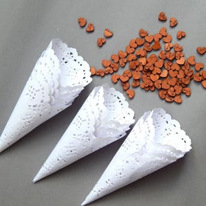 50 small confetti cones. Small Toss Cones.Wedding petal cones Confetti,Wedding cones,Paper Cones,Wedding Paper Cones,Petal Toss Cones image 3