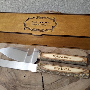 Wedding cake knife set Personalized wedding cake knife Rustic wedding cake knife Wedding cake knife and server set Wedding gift