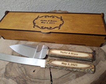 Wedding cake knife set Personalized wedding cake knife Rustic wedding cake knife Wedding cake knife and server set Wedding gift