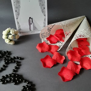 50 Wedding Confetti Cones. Cones for Confetti. Wedding petal cones Confetti,Wedding cones,Paper Cones,Vintage wedding,lace paper image 4