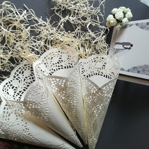 50 Wedding Confetti Cones. Cones for Confetti. Wedding petal cones Confetti,Wedding cones,Paper Cones,Vintage wedding,lace paper image 1