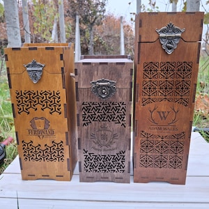 Wooden wine box Engraved wine box Wine bottle box Сustom wine box Wedding wine box Whiskey box Gift for him Custom whiskey box Whiskey gift