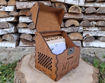 Wooden recipe box Custom recipe box Recipe box and cards Recipe dividers Gift for wife Recipe organizer Family recipe box Kitchen storage
