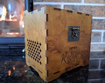 Caja de recetas Caja de recetas y tarjetas Caja de recetas con separadores Caja de recetas de madera Caja de recetas vintage Caja de recetas grabada Caja de recetas de 4x6