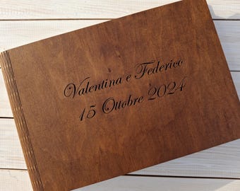 5th Anniversary Gift, Wedding Scrapbook Album, Wooden Photo Album, Personalized Wedding Photo Book, Memory Book for Couples, Birthday Gift