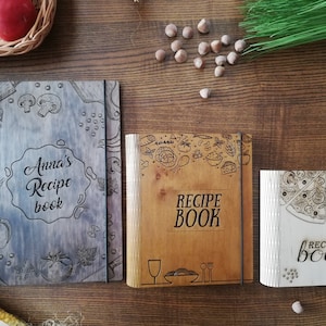 Wooden Recipe Book. Recipe Binder. Mothers Day Gift. Gift for Her. Wooden Custom Cookbook. Gift For Wife. Blank recipe book. Kitchen decor