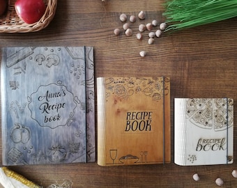 Recipe Book Gift for her Recipe Binder Personalized Mothers Day Gift for Her Wooden Custom Cookbook 5th Anniversary Gift For Wife