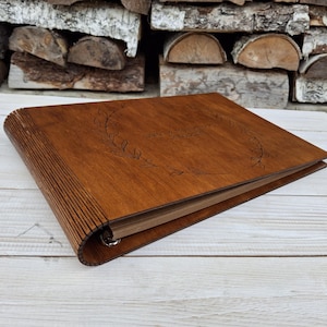 Wooden memory album Unique photo album Photo album guest Wedding album book Wooden photo albumWood album Custom photo album Wood photo album