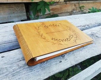 Family photo album, Wooden Photo Album, 5th Anniversary Gift, Personalized Wedding Photo Book, Memory Book for Couples, Birthday Gift