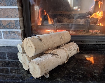 Birch logs Fireplace decor Wood sticks Decor for fireplace Home decor White birch logs Decoration birch Decoration logs Craft logs