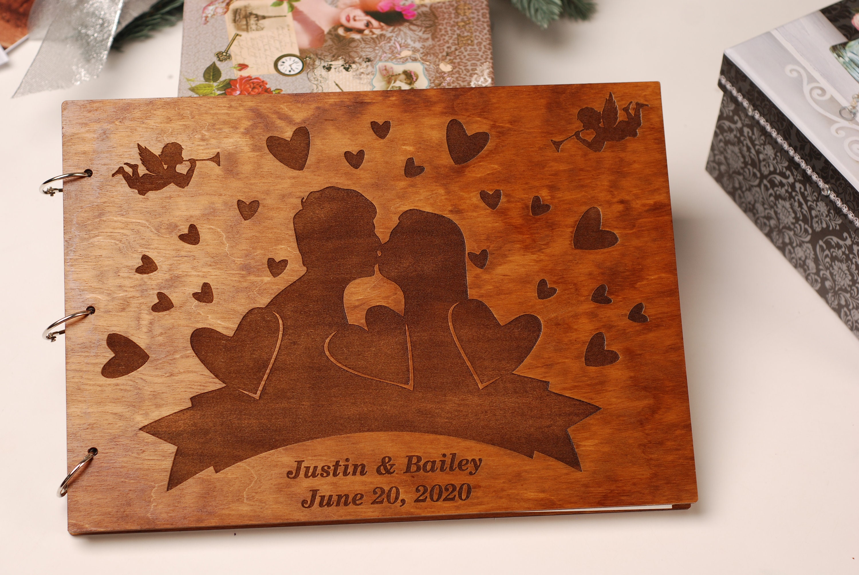 Wood photo book Wooden photo album Family photo album Wood Etsy