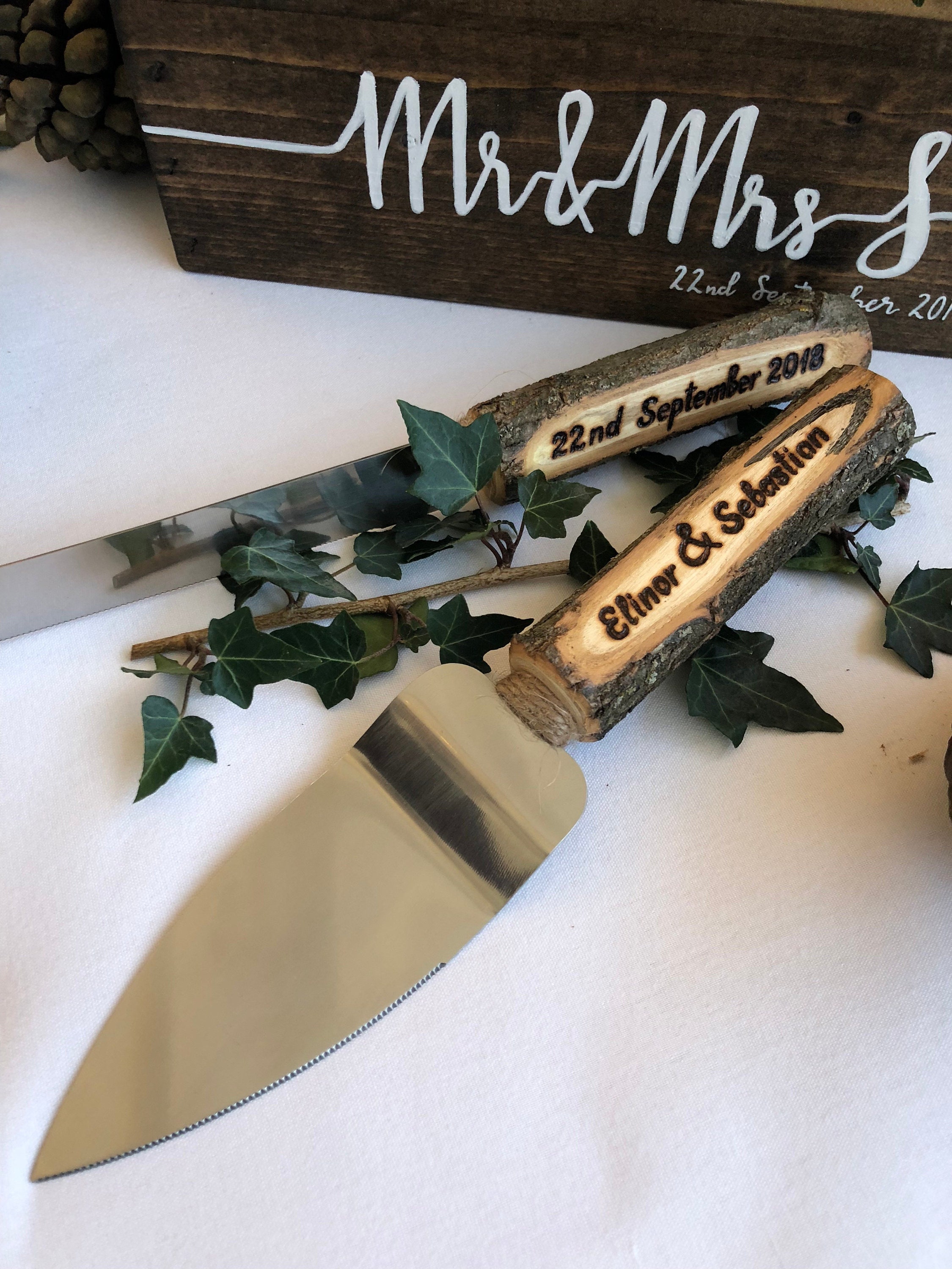 Wedding knife. Wedding cake set. Personalized knife. Cake Etsy