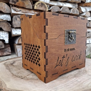 Recipe box and cards Wooden recipe box Custom recipe box Recipe dividers Gift for wife Recipe organizer Family recipe box Kitchen storage