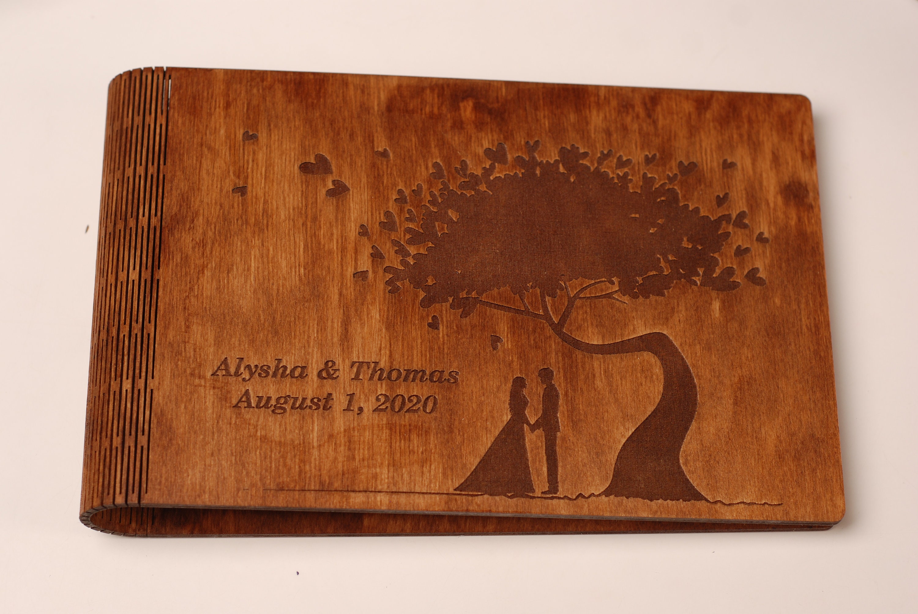 Wedding memory album Wooden wedding book Rustic photo album Etsy
