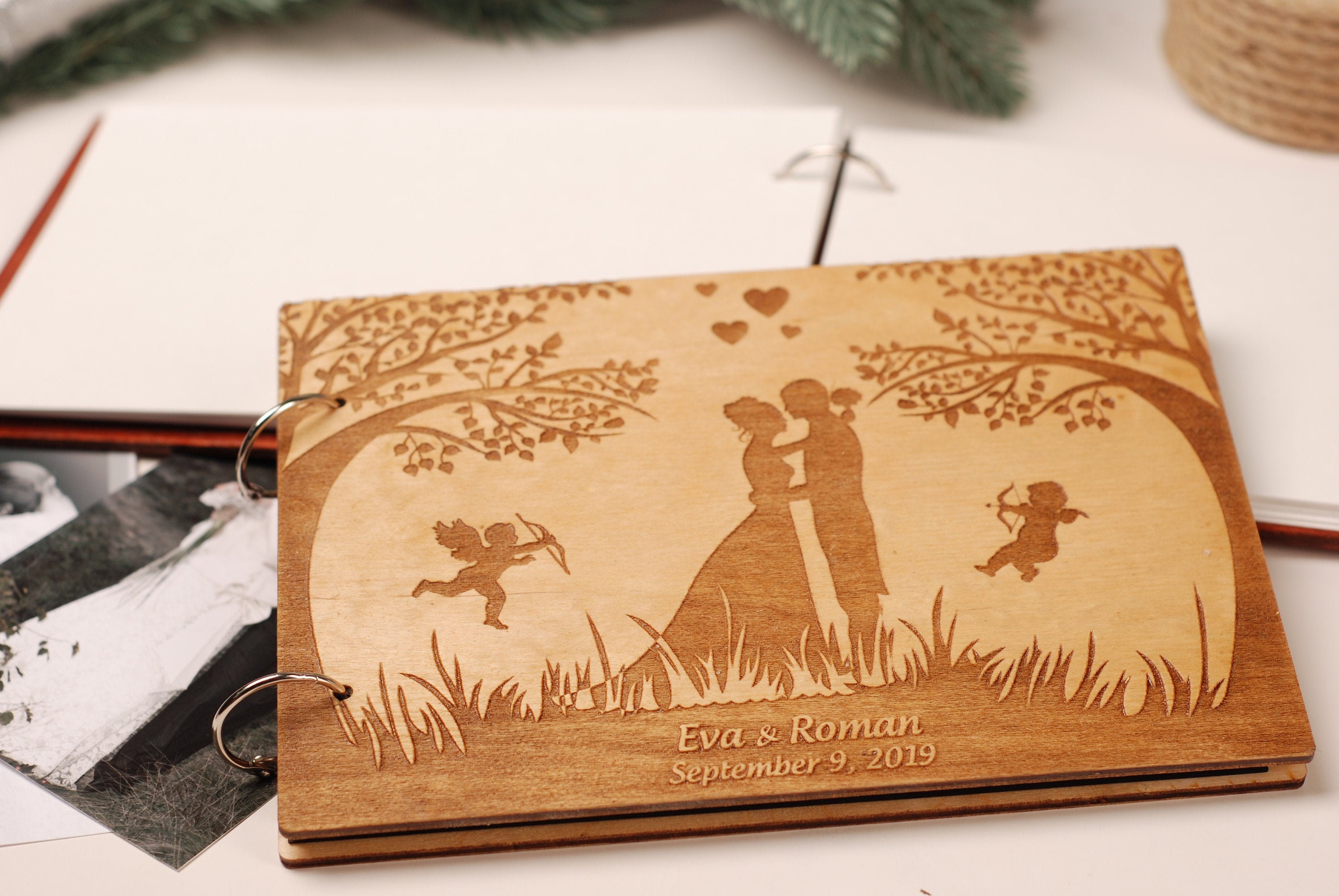 Wooden photobook Wedding photo album Rustic wood album Rustic Etsy
