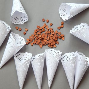 50 small confetti cones. Small Toss Cones.Wedding petal cones Confetti,Wedding cones,Paper Cones,Wedding Paper Cones,Petal Toss Cones image 4