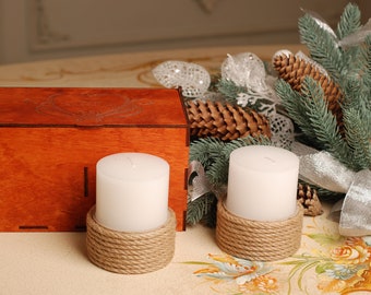 Twine candle Farmhouse candle Candle in box Jute candle Custom candle Rustic candle Wedding rusticcandle Table candle Jute candle holder