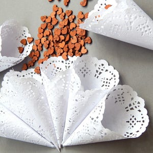 50 small confetti cones. Small Toss Cones.Wedding petal cones Confetti,Wedding cones,Paper Cones,Wedding Paper Cones,Petal Toss Cones image 5