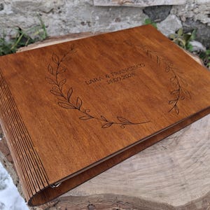 Wooden memory album Unique photo album Photo album guest Wedding album book Wooden photo albumWood album Custom photo album Wood photo album
