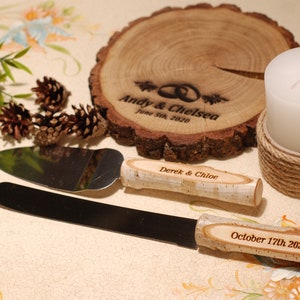 Engraved cake server Cake knife Anniversary gift Custom cake server Rustic wedding Engraved cake knife Personalized server Wedding knife