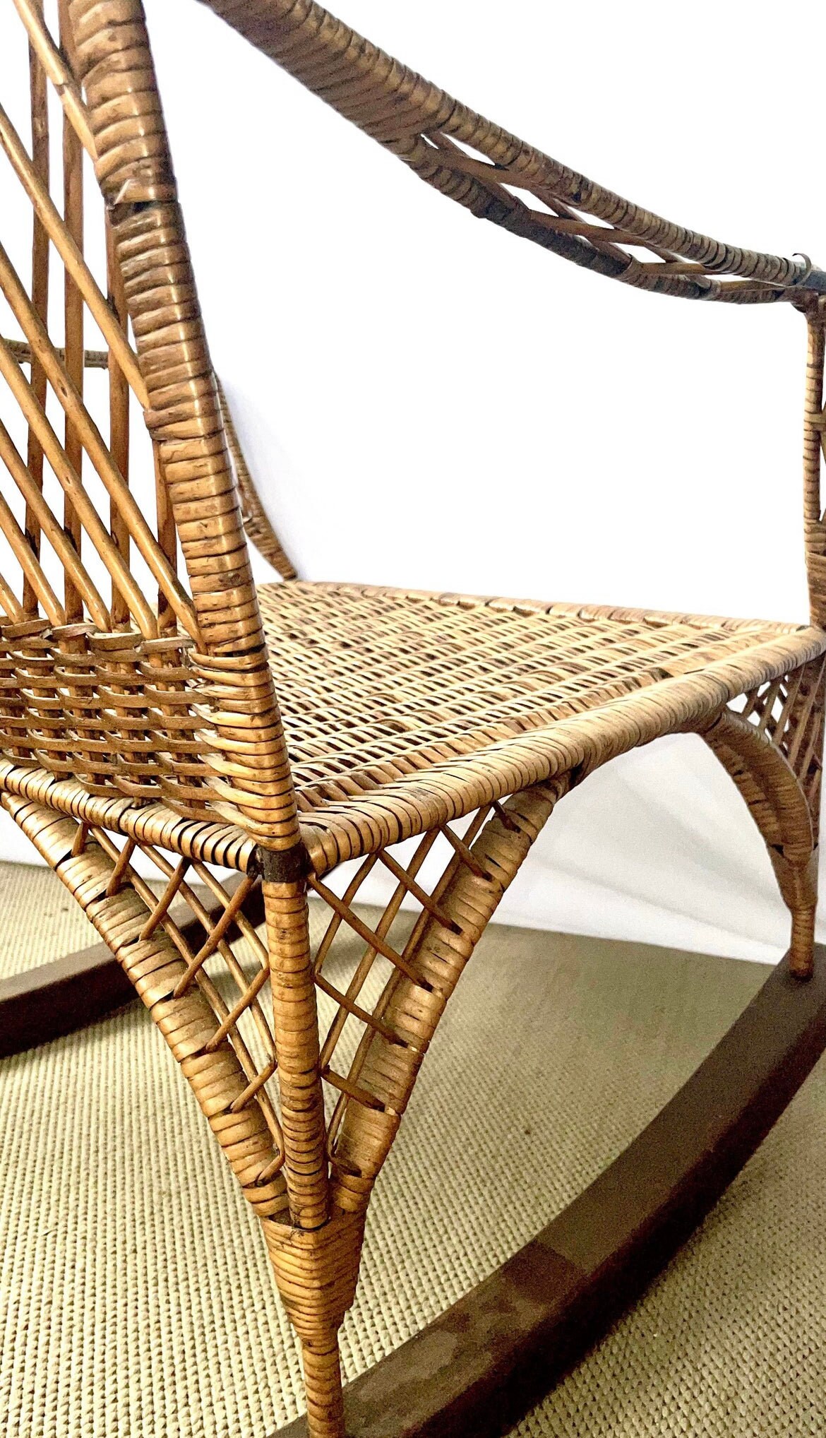 Vintage Cane and Rattan Iron Rocking Chair Handmade in South Africa ...