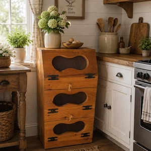 Vintage Amish Made Potato and Onion Wooden Storage Bin | Cottage Core Kitchen | Farmhouse Vegetable Organizer | MESSAGE for SHIPPING PRICE