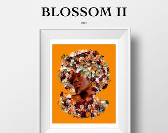 LIMITED EDITION: Blossom II | 11x14in Print | Surreal Artwork | Wall Art Decor | Black Art | Melanin Art | Flower Art