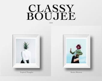 Limited Edition Classy Boujee Print Set: Surreal Flower Head Portrait Prints (8.5x11) | Set of 2 Prints