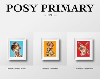 LIMITED EDITION: Posy Primary Series Bundle Package | Three 8.5x11 or 11x14 Prints | Surreal Artwork | Wall Art Decor | Black Art